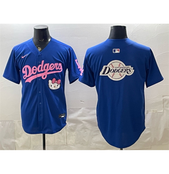Men's Los Angeles Dodgers Team Big Logo Royal Hello Kitty Night Stitched Baseball Jersey