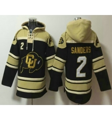 Men's Colorado Buffaloes #2 Shedeur Sanders Black Ageless Must Have Lace Up Pullover Hoodie