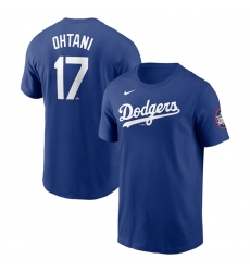 Men's Los Angeles Dodgers #17 Shohei Ohtani Royal 2025 Gold Collection Name & Number T-Shirt