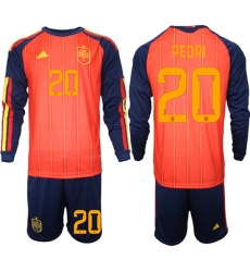 Men's Spain #20 PEDRI National Team FIFA x World Cup 2026 Long Sleeve Home Red On Field Jerseys