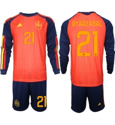 Men's Spain #21 OYARZABAL National Team FIFA x World Cup 2026 Long Sleeve Home Red On Field Jerseys