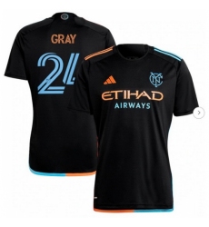 Men's New York City FC Tayvon Gray adidas Black 2024 24 7 Kit Replica Player Jersey