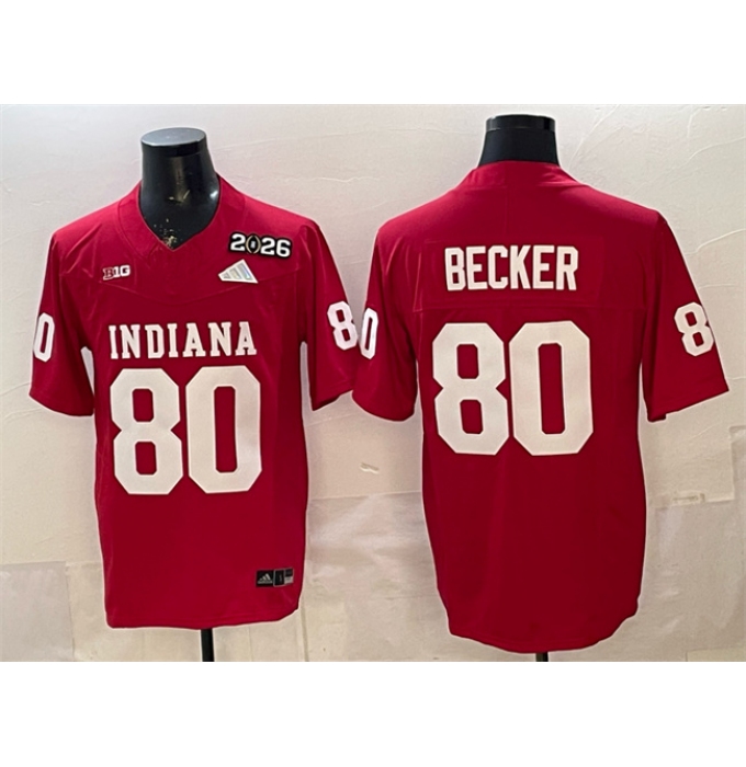 Men's Indiana Hoosiers #80 Charlie Becker Red F.U.S.E. 2026 Patch Stitched Football Jersey