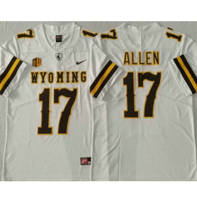 Men's Wyoming Cowboys #17 Josh Allen White Vapor Limited Stitched Nike Jersey