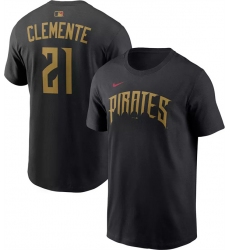 Men's Pittsburgh Pirates #21 Roberto Clemente Black 2026 City Connect T-Shirt