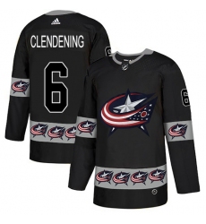 Men's Adidas Columbus Blue Jackets #6 Adam Clendening Authentic Black Team Logo Fashion NHL Jersey
