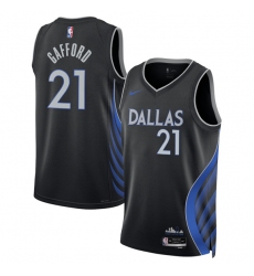 Men's Dallas Mavericks #21 Daniel Gafford Black 2025-26 City Edition Stitched Basketball Jersey