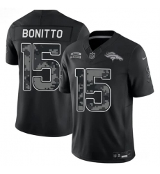 Men's Denver Broncos #15 Nik Bonitto Black 2026 F.U.S.E. Salute to Service Limited Stitched Football Stitched Jersey