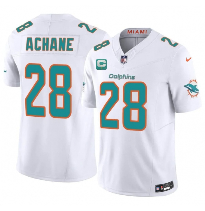 Men's Miami Dolphins #28 De'Von Achane White 2026 F.U.S.E. 1-Star C Vapor Limited Football Stitched Jersey
