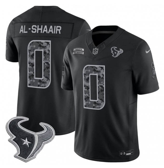 Men's Houston Texans #0 Azeez Al-Shaair Black F.U.S.E. 2026 Salute to Service Limited Football Stitched Jersey