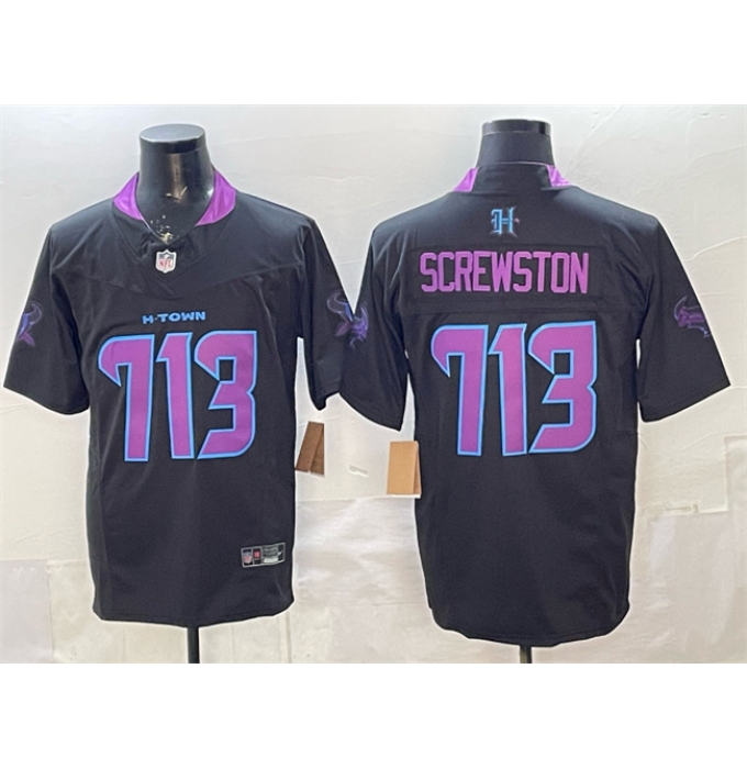 Men's Houston Texans #713 Screwston Black F.U.S.E. 2025 DJ SCREW Vapor Limited Stitched Football Jersey