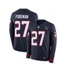 Men's Nike Houston Texans #27 D'Onta Foreman Limited Navy Blue Therma Long Sleeve NFL Jersey