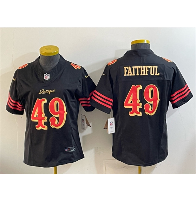 Youth San Francisco 49ers #49 Faithful Black 2025 F.U.S.E. “Rivalries” Vapor Limited Stitched Football Jersey