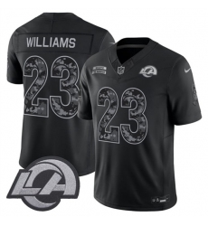 Men's Los Angeles Rams #23 Kyren Williams Black 2026 F.U.S.E. Salute to Service Limited Football Stitched Jersey
