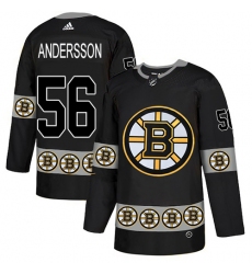 Men's Adidas Boston Bruins #56 Axel Andersson Authentic Black Team Logo Fashion NHL Jersey