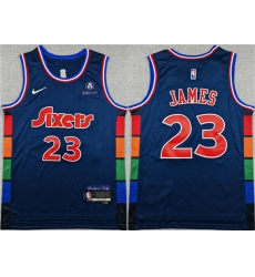 Men's Philadelphia 76ers #23 LeBron James Navy City Edition Swingman Stitched Jersey