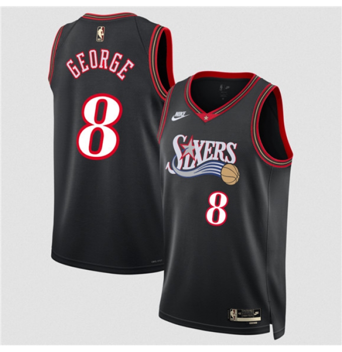 Men's Philadelphia 76ers #8 Paul George Black 2025 Classic Edition Stitched Jersey