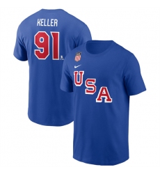 Men's US Hockey USA Hockey #91 Clayton Keller Royal 2026 Name & Number T-Shirt