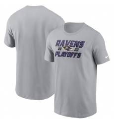 Men's Baltimore Ravens Gray 2023 Playoffs Iconic T-Shirt