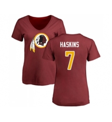Football Women's Washington Redskins #7 Dwayne Haskins Maroon Name & Number Logo T-Shirt