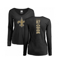 Football Women's New Orleans Saints #87 Jared Cook Black Backer Slim Fit Long Sleeve T-Shirt