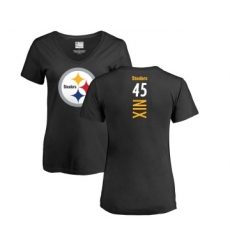 Football Women's Pittsburgh Steelers #45 Roosevelt Nix Black Backer Slim Fit T-Shirt