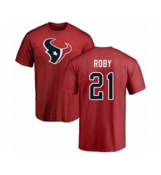 Football Houston Texans #21 Bradley Roby Red Name & Number Logo T-Shirt