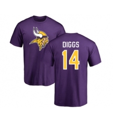 Football Minnesota Vikings #14 Stefon Diggs Purple Name & Number Logo T-Shirt