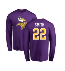 Football Minnesota Vikings #22 Harrison Smith Purple Name & Number Logo Long Sleeve T-Shirt