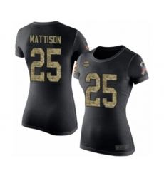 Football Women's Minnesota Vikings #25 Alexander Mattison Black Camo Salute to Service T-Shirt