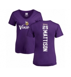 Football Women's Minnesota Vikings #25 Alexander Mattison Purple Backer Slim Fit T-Shirt