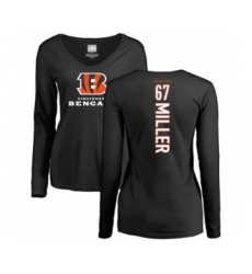 Football Women's Cincinnati Bengals #67 John Miller Black Backer Long Sleeve T-Shirt
