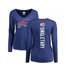 Football Women's Buffalo Bills #40 Devin Singletary Royal Blue Backer Long Sleeve T-Shirt