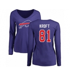 Football Women's Buffalo Bills #81 Tyler Kroft Royal Blue Name & Number Logo Long Sleeve T-Shirt