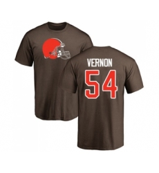 Football Cleveland Browns #54 Olivier Vernon Brown Name & Number Logo T-Shirt