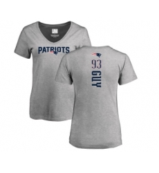 Football Women's New England Patriots #93 Lawrence Guy Ash Backer V-Neck T-Shirt