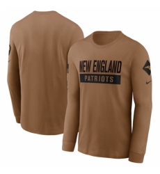 Men's New England Patriots 2023 Brown Salute To Service Long Sleeve T Shirt