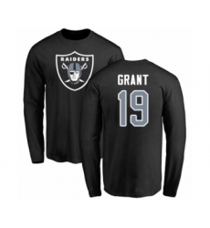 Football Oakland Raiders #19 Ryan Grant Black Name & Number Logo Long Sleeve T-Shirt