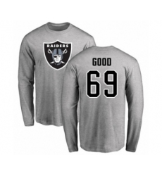 Football Oakland Raiders #69 Denzelle Good Ash Name & Number Logo Long Sleeve T-Shirt