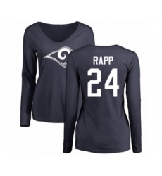 Football Women's Los Angeles Rams #24 Taylor Rapp Navy Blue Name & Number Logo Slim Fit Long Sleeve T-Shirt