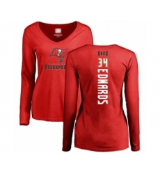 Football Women's Tampa Bay Buccaneers #34 Mike Edwards Red Backer Long Sleeve T-Shirt