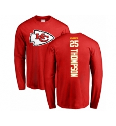 Football Kansas City Chiefs #25 Darwin Thompson Red Backer Long Sleeve T-Shirt