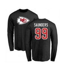 Football Kansas City Chiefs #99 Khalen Saunders Black Name & Number Logo Long Sleeve T-Shirt