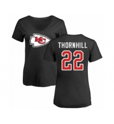 Football Women's Kansas City Chiefs #22 Juan Thornhill Black Name & Number Logo Slim Fit T-Shirt