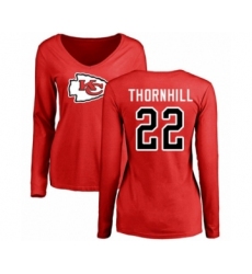 Football Women's Kansas City Chiefs #22 Juan Thornhill Red Name & Number Logo Slim Fit Long Sleeve T-Shirt