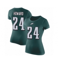 Women's Philadelphia Eagles #34 Andrew Sendejo Green Name & Number Logo Slim Fit T-Shirt