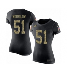 Women's Philadelphia Eagles #51 Paul Worrilow Black Camo Salute to Service T-Shirt