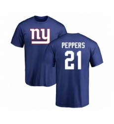 Football New York Giants #21 Jabrill Peppers Royal Blue Name & Number Logo T-Shirt
