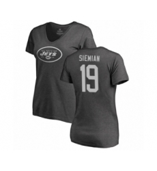 Football Women's New York Jets #19 Trevor Siemian Ash One Color T-Shirt