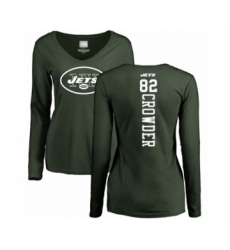 Football Women's New York Jets #82 Jamison Crowder Green Backer Long Sleeve T-Shirt
